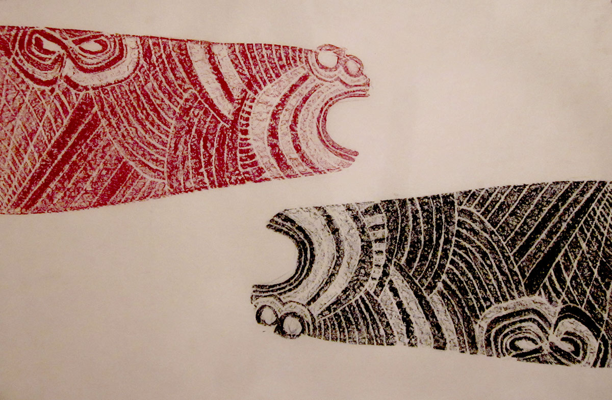 wood  engraving mask  primitive imprints print ink art