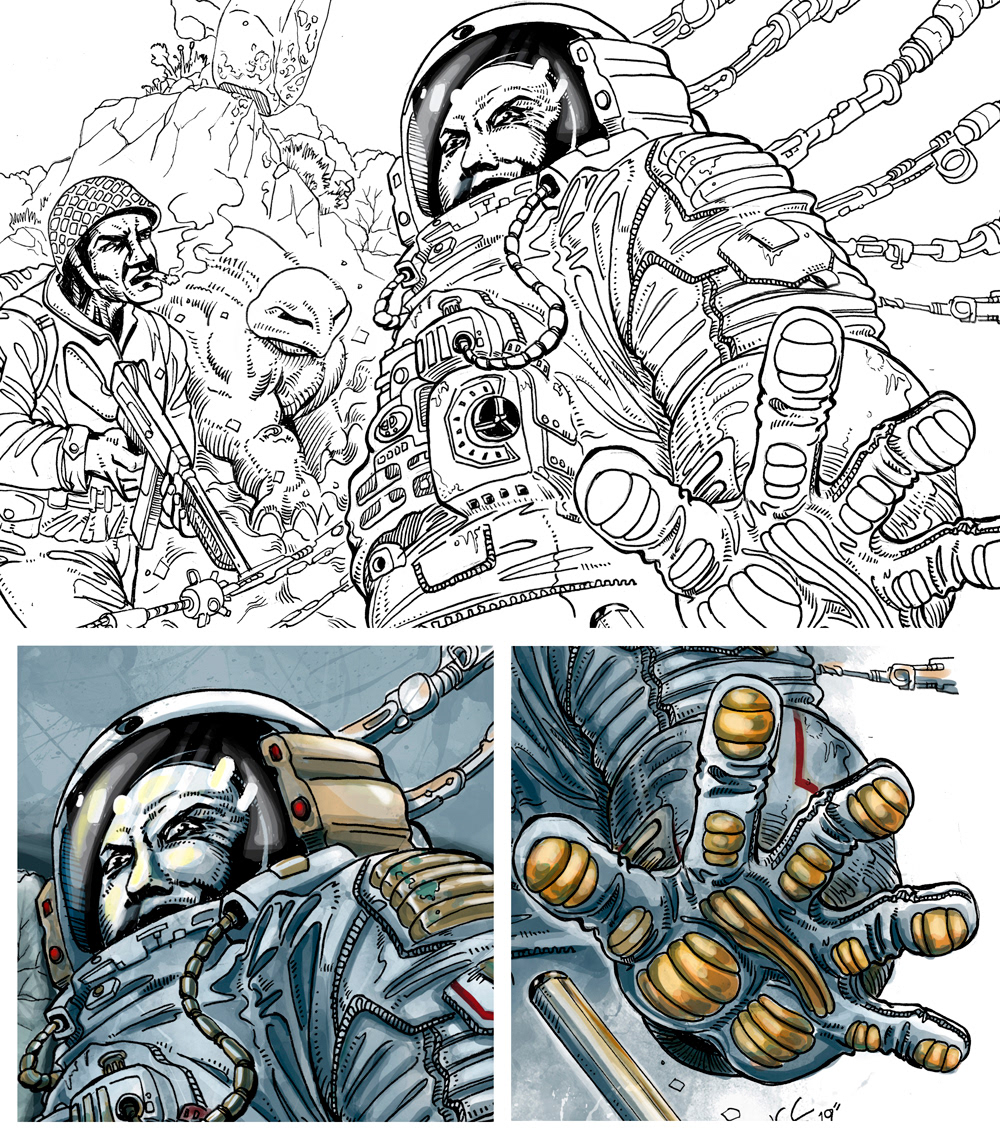 ciberpunk   comics bandesdessinées spaceman ILLUSTRATION  Digitalcolour astronaut