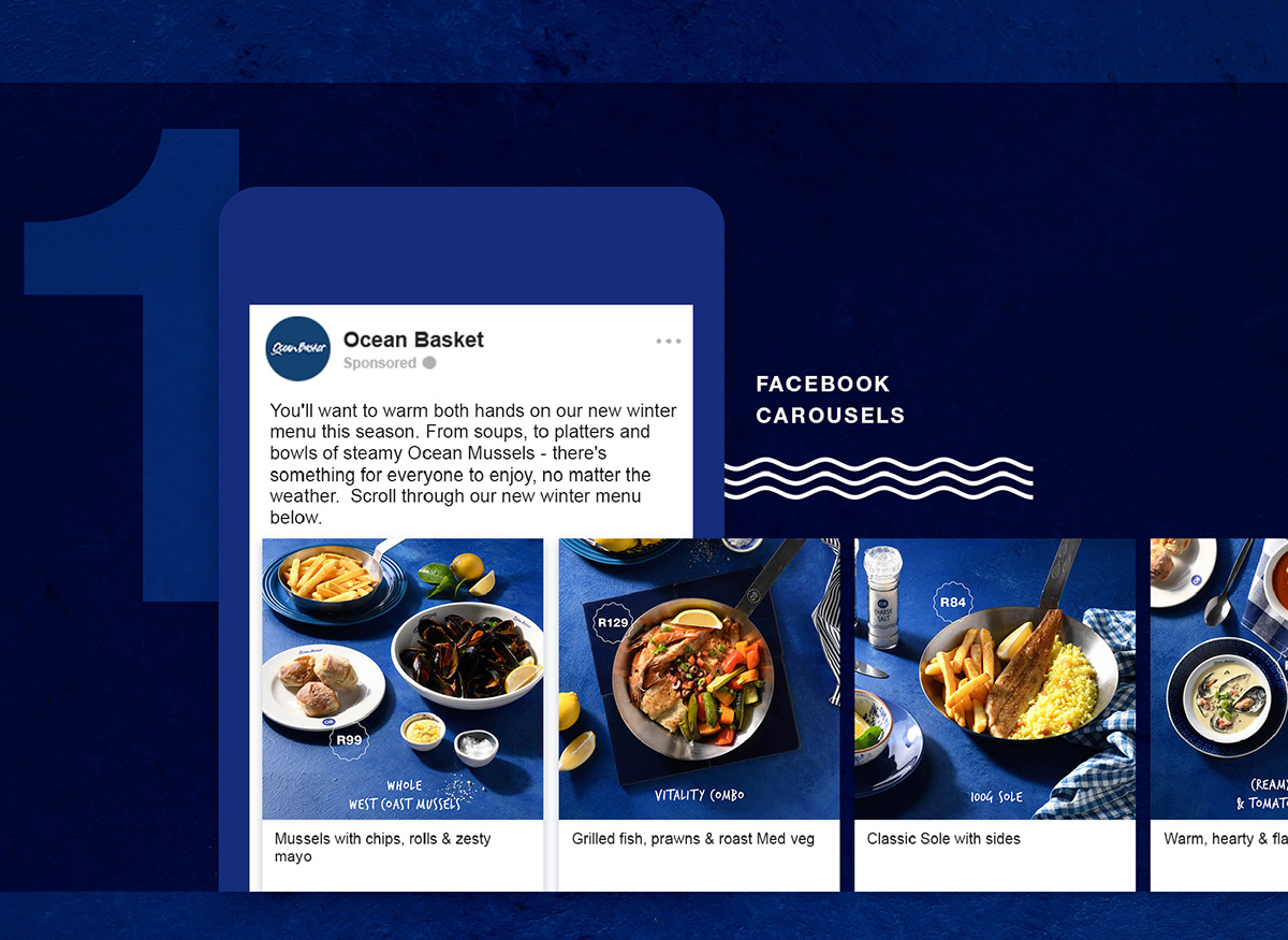 digital ocean basket ux UI blue Website seafood winter content menu