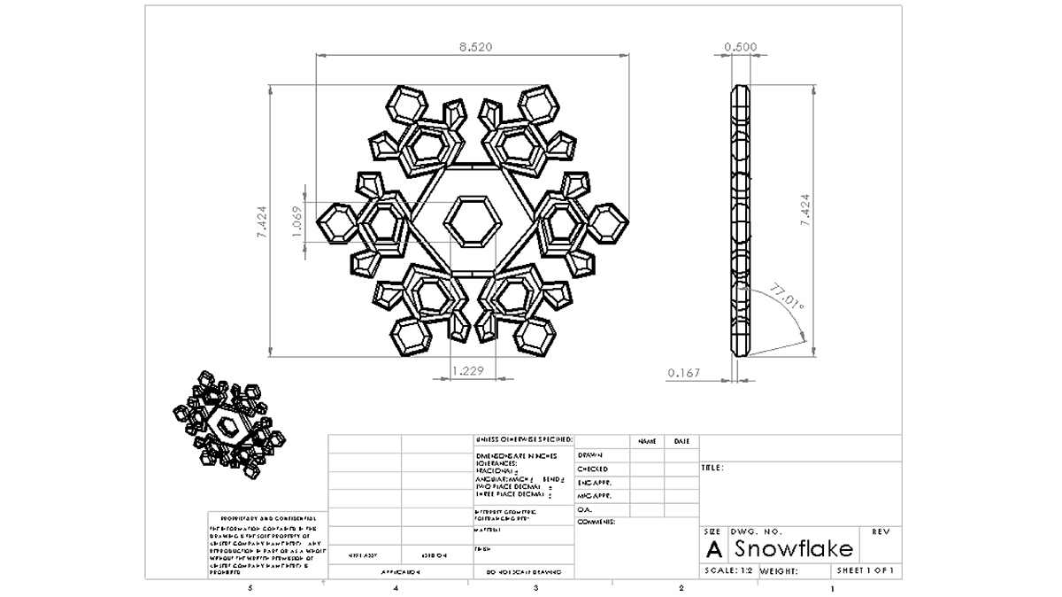 snow flake Holiday postcard print cad Bits to Atoms makerbot 3d printing