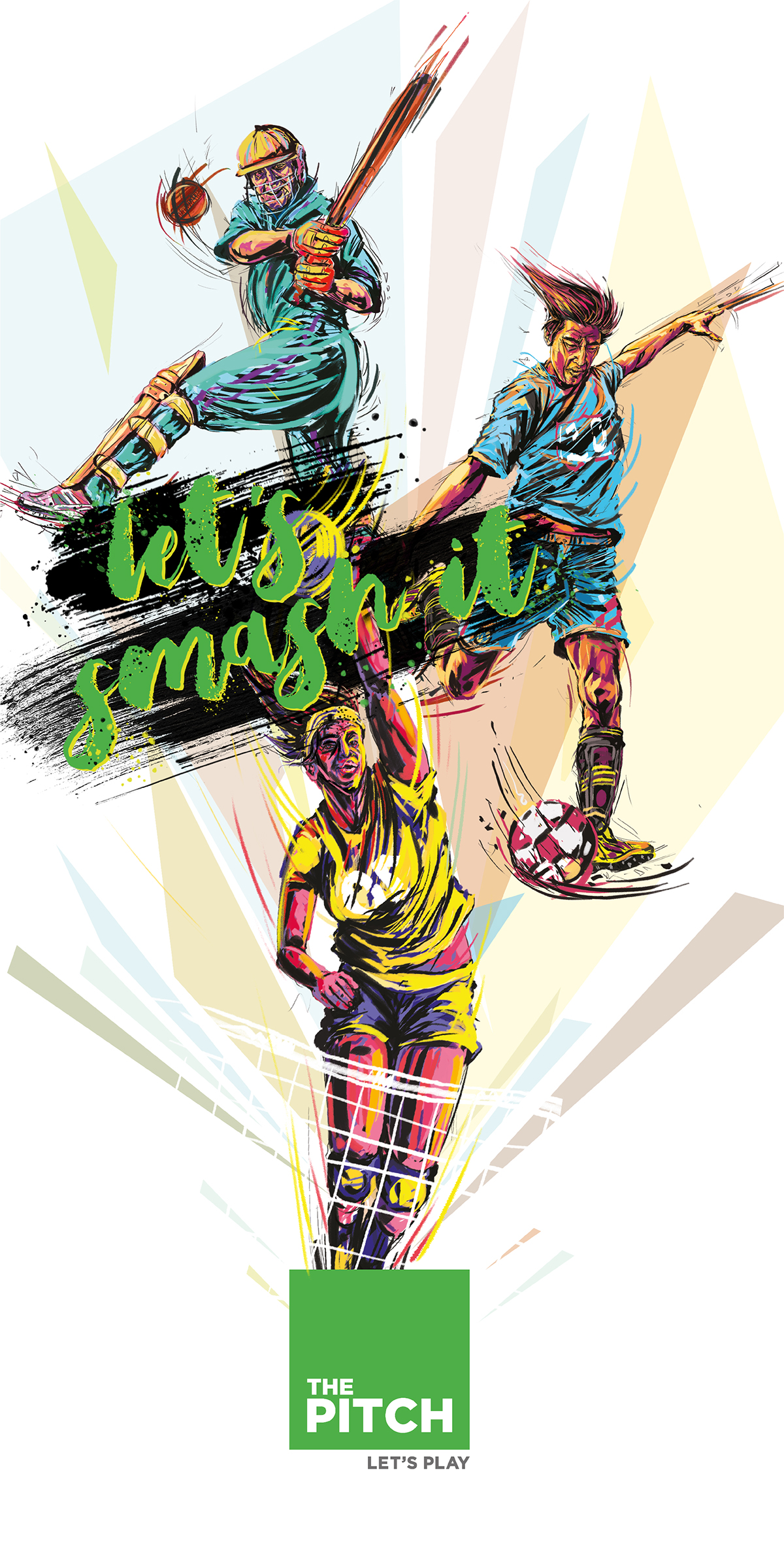 Art Direction . illustrations . digitalart Graphical Illustrations shapes colors strokes sports Advertising  ads