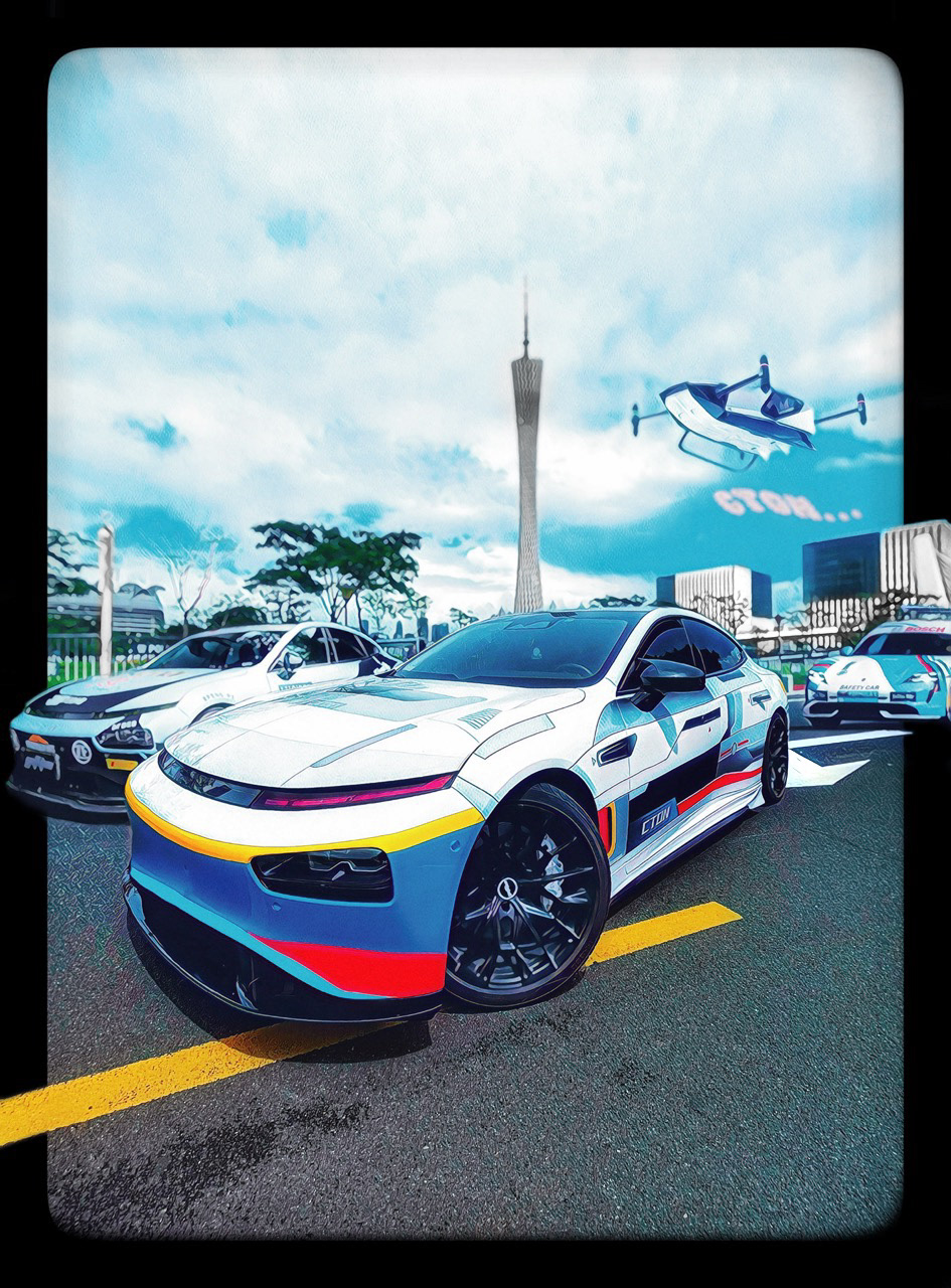 automotive   concept art Digital Art  Electric Car guangzhou ILLUSTRATION  Porsche Poster Design Racing XPENG