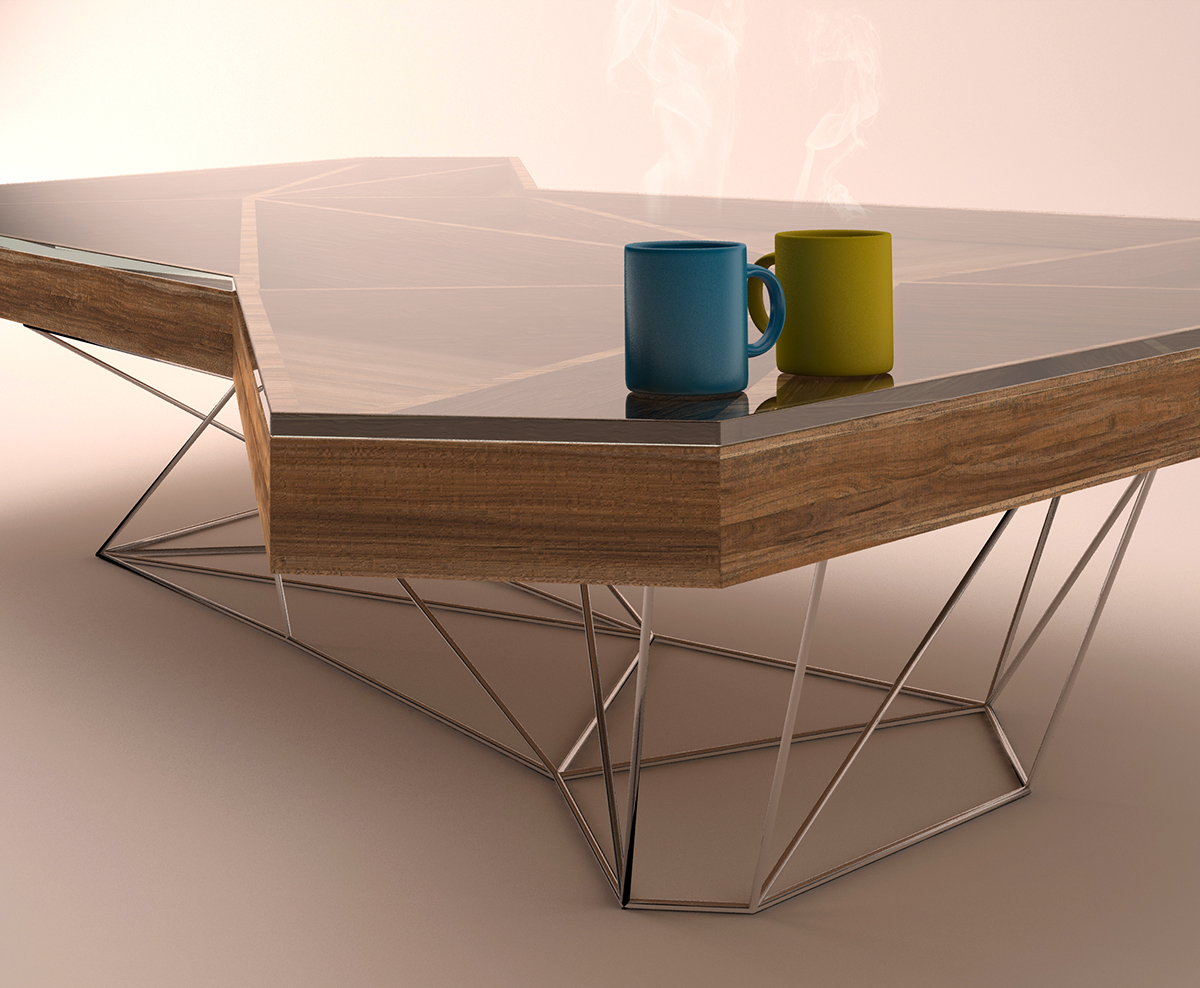 coffe table table Interior Interior Architecture wood glass steel chrome Space 