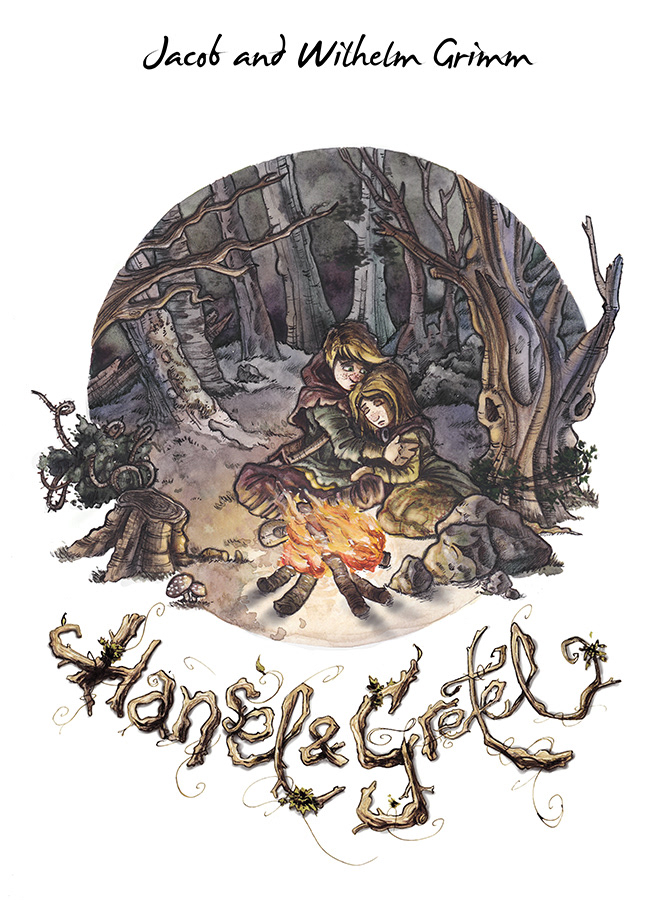 Hansel gretel witch Candy House tale grimm fairy tales watercolour