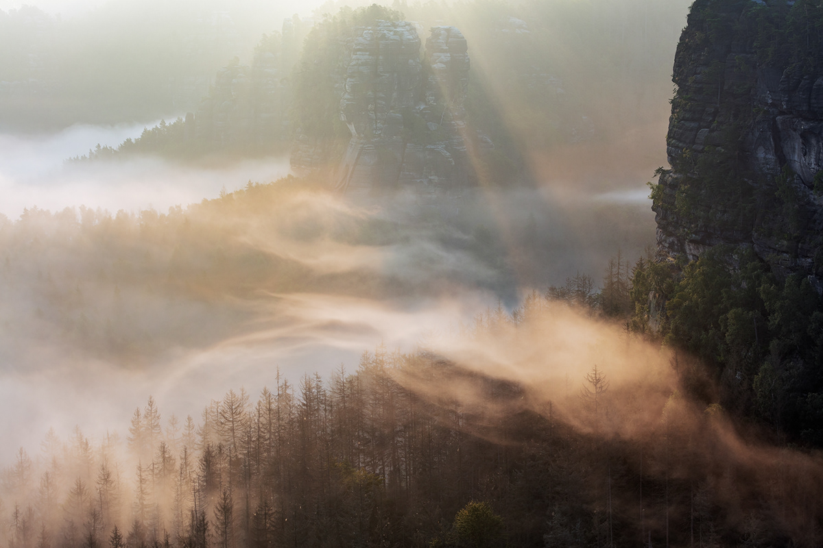 ethereal fantasy fog forest hiking Landscape mist Moody mountains Photography 