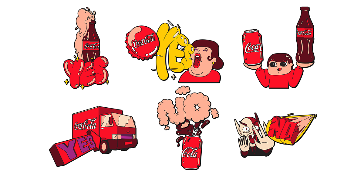 animation  Character Coca Cola Emoji Fun gif ILLUSTRATION  sticker vector zero