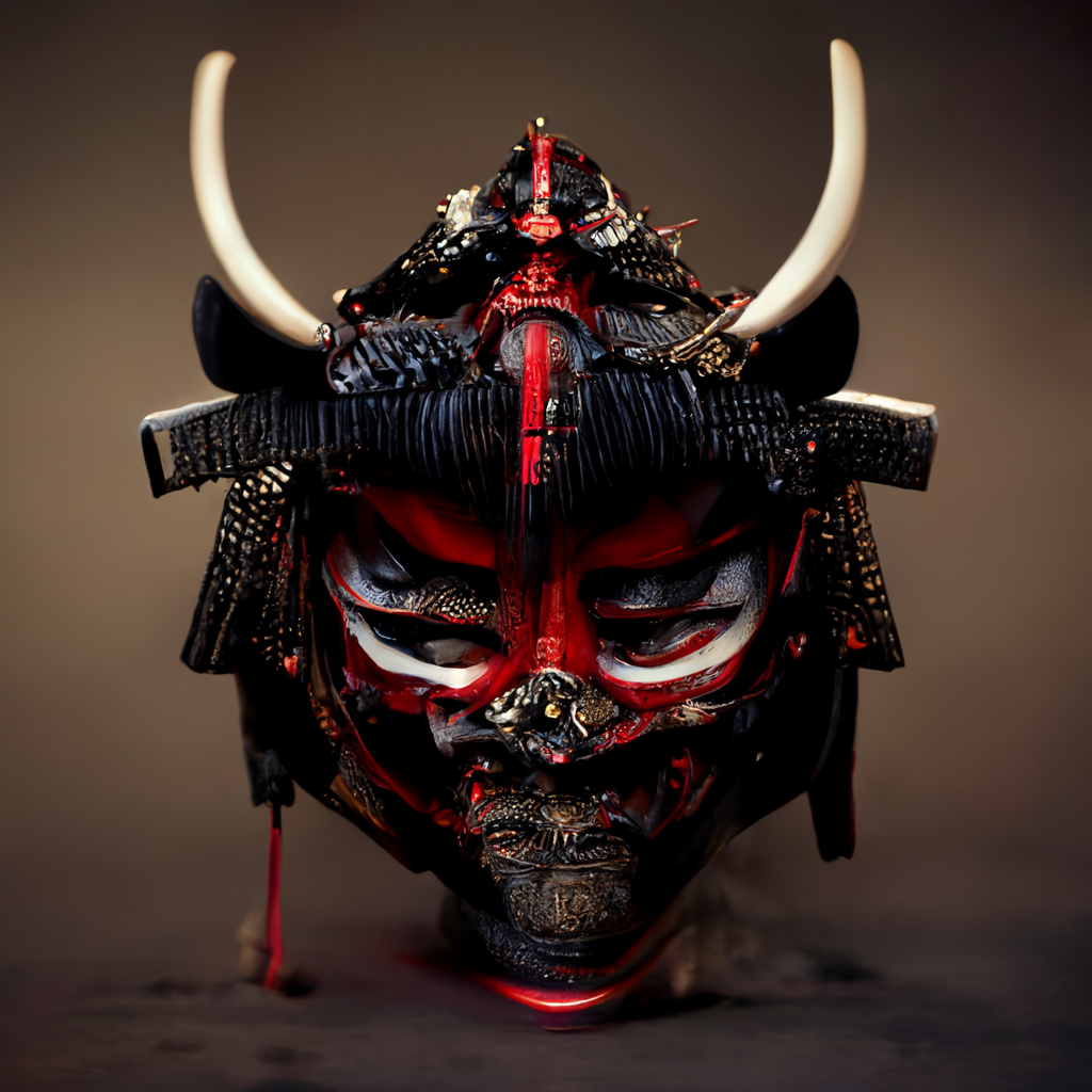 3D concept art Digital Art  generative art mask Procedural samurai