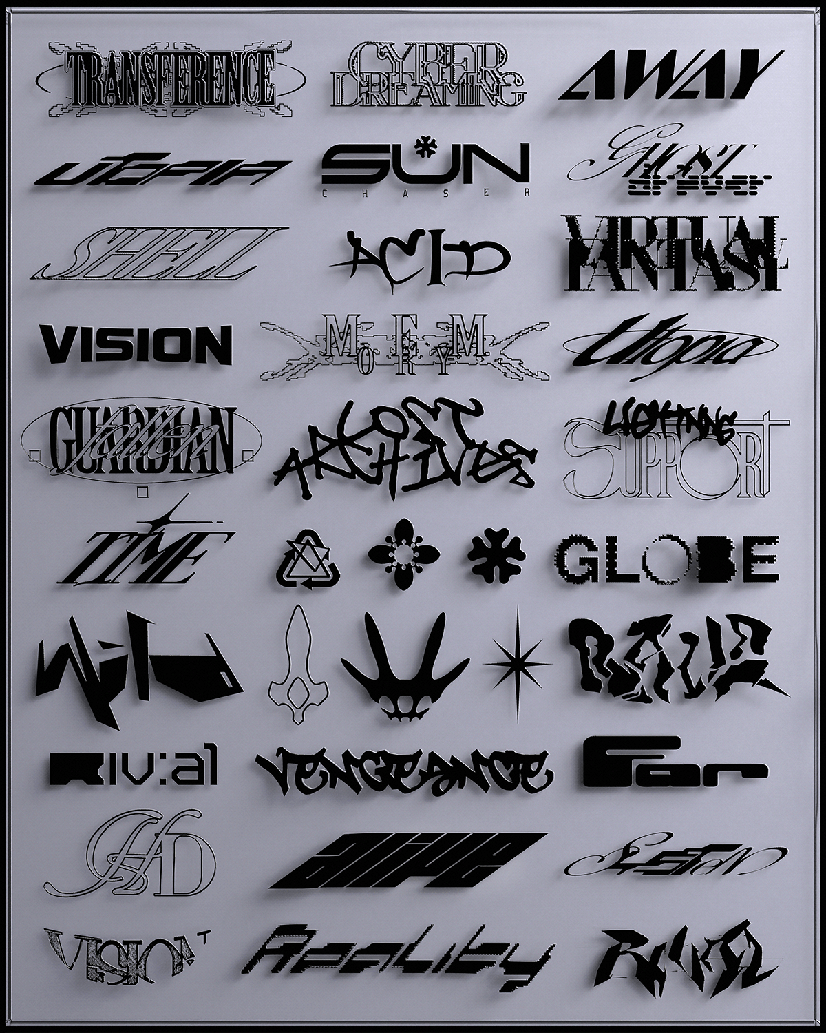2D 3D chrome logo logos modern types typography  