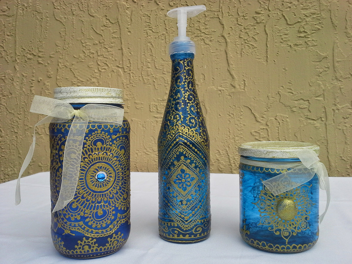 jars upcycle mehendi dispenser oil & vinegar glass
