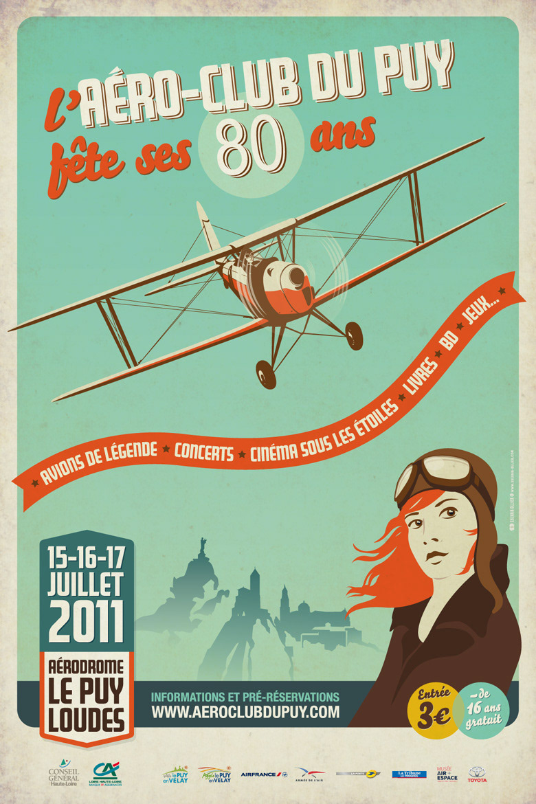 affiche evenement aeroclub Le Puy-en-Velay avion plane aviation Sylvain Ollier