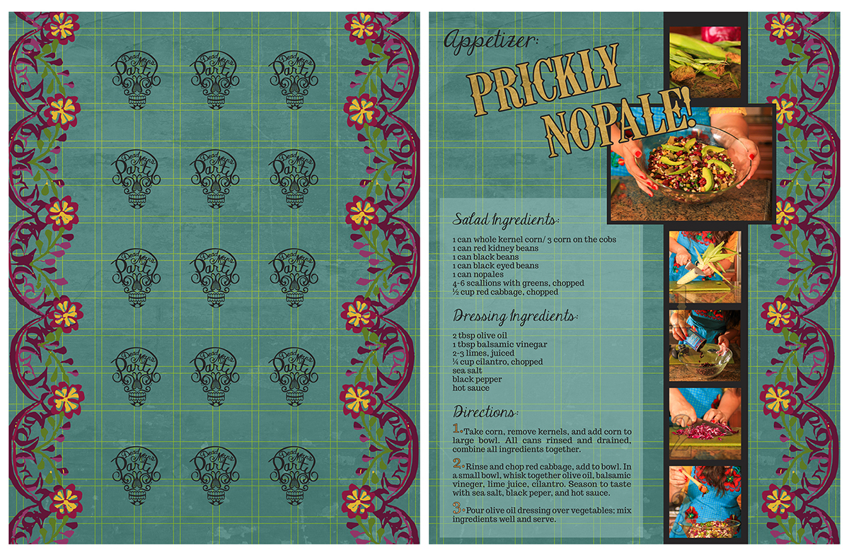 cookbook Custom color Theme DayoftheDead skull Mexican Patterns 3coursemeal