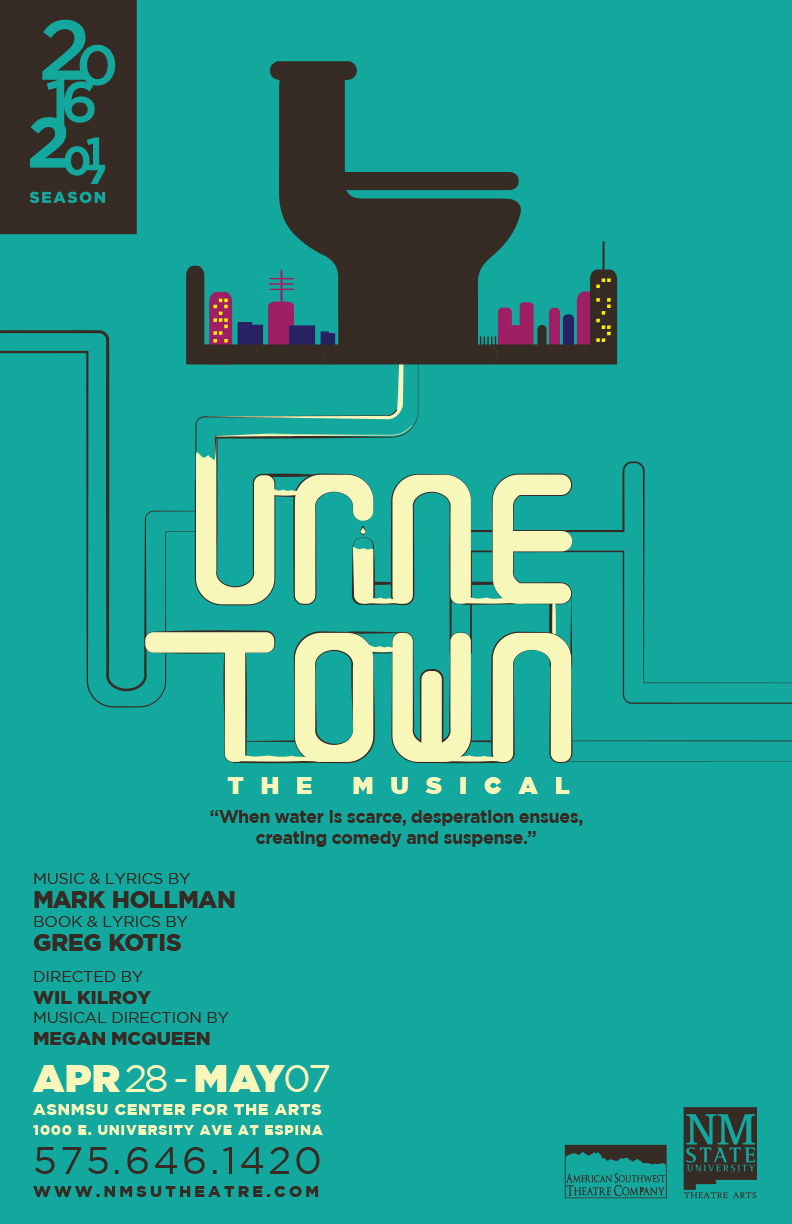 play urinetown poster vector modern customized fonts new mexico comedy  Musical funny toilet Urinal urine dark comedy Performance
