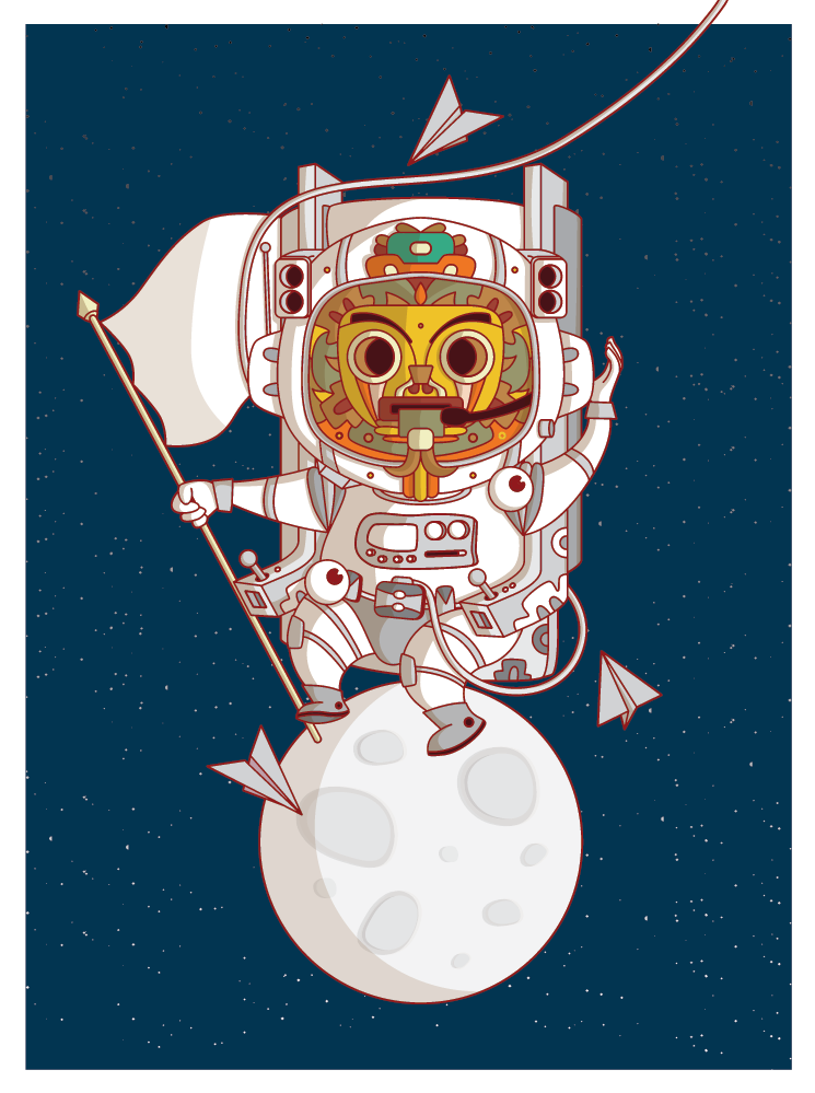 #luna # #beeu #zapotec #istmo #illustration #Vector #astronauta #espacio  #moon   #astronaut #space