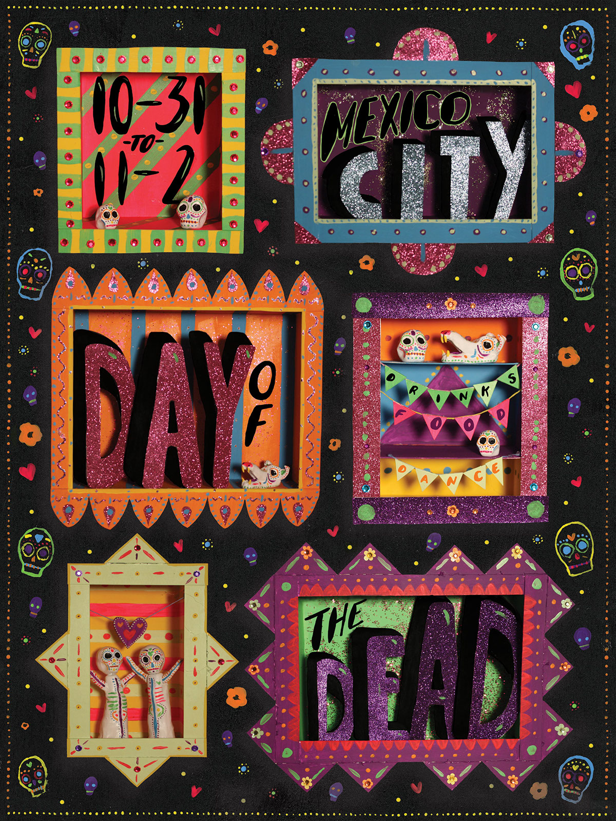 mexico city illustrated map maps hand-lettered type Maeve Norton Pratt Institute DayoftheDead design travelposter Travel