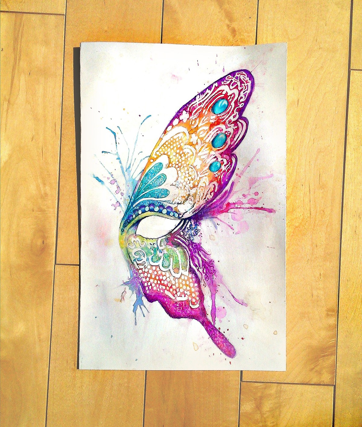 draw butterfly Fly wings clouds girl insect rainbow bug animal digital