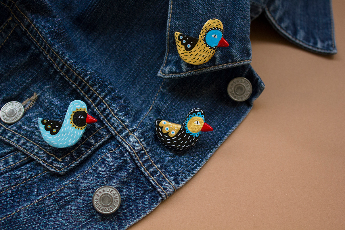 bird pássaro pin handmade