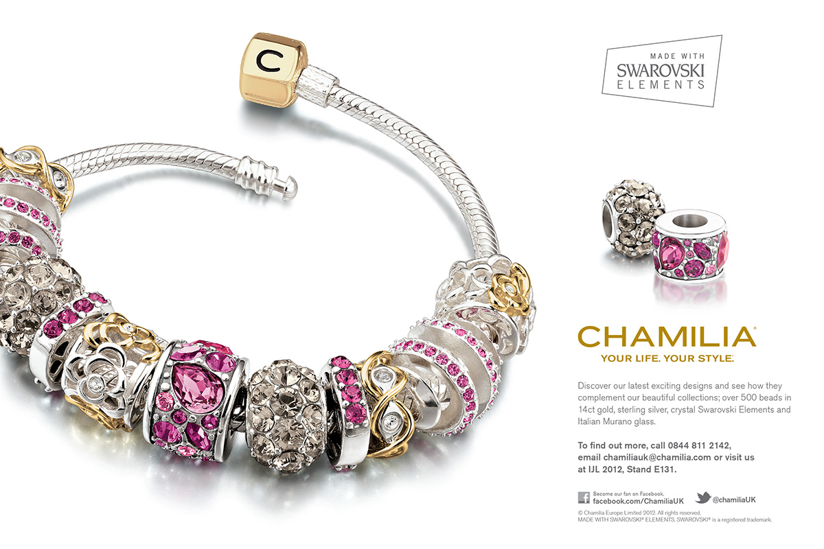 Jewellery beads bracelet advert magazine Charms Swarovski