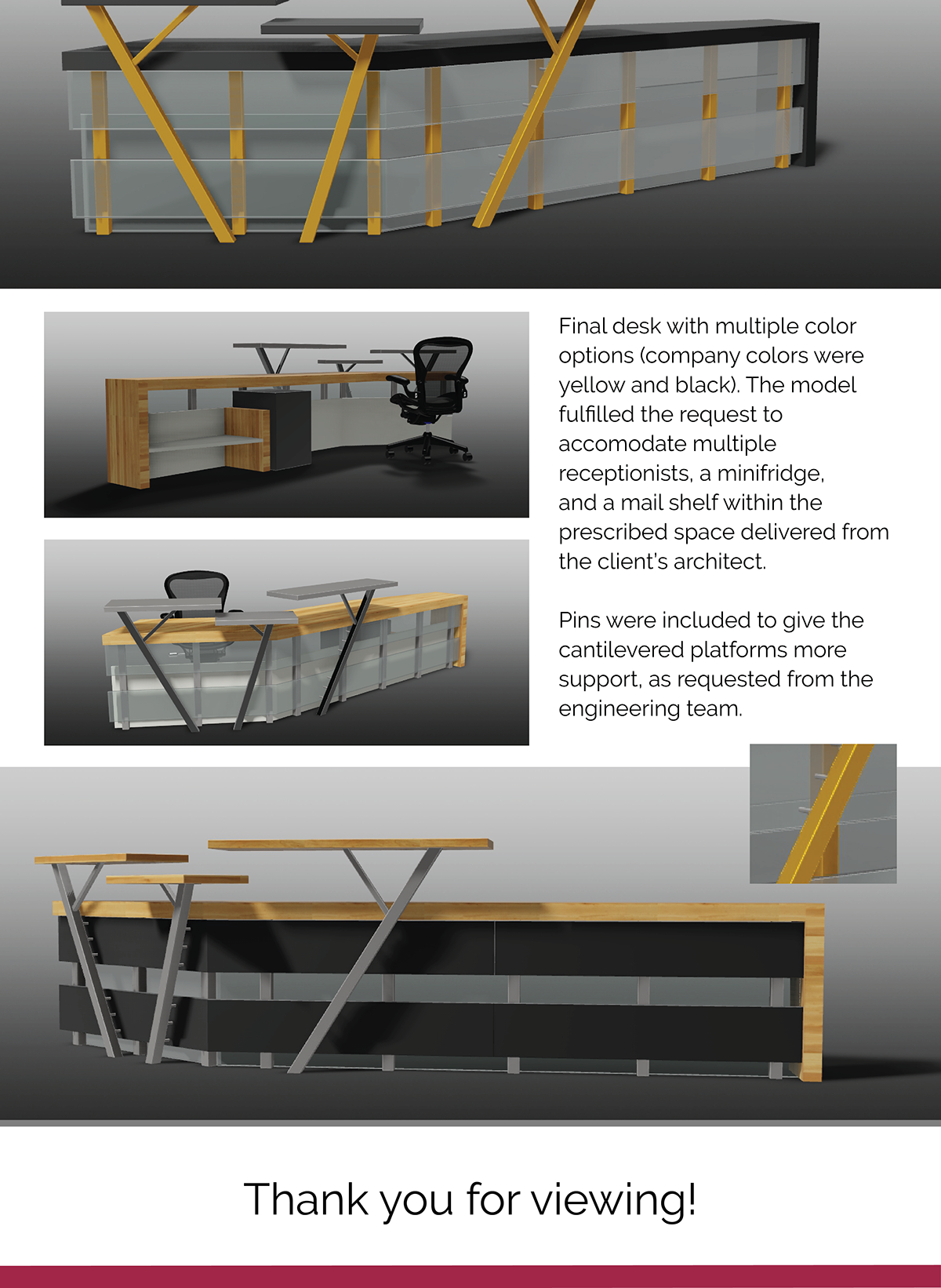 desk Reception desk yellow Cantilever furniture office furniture