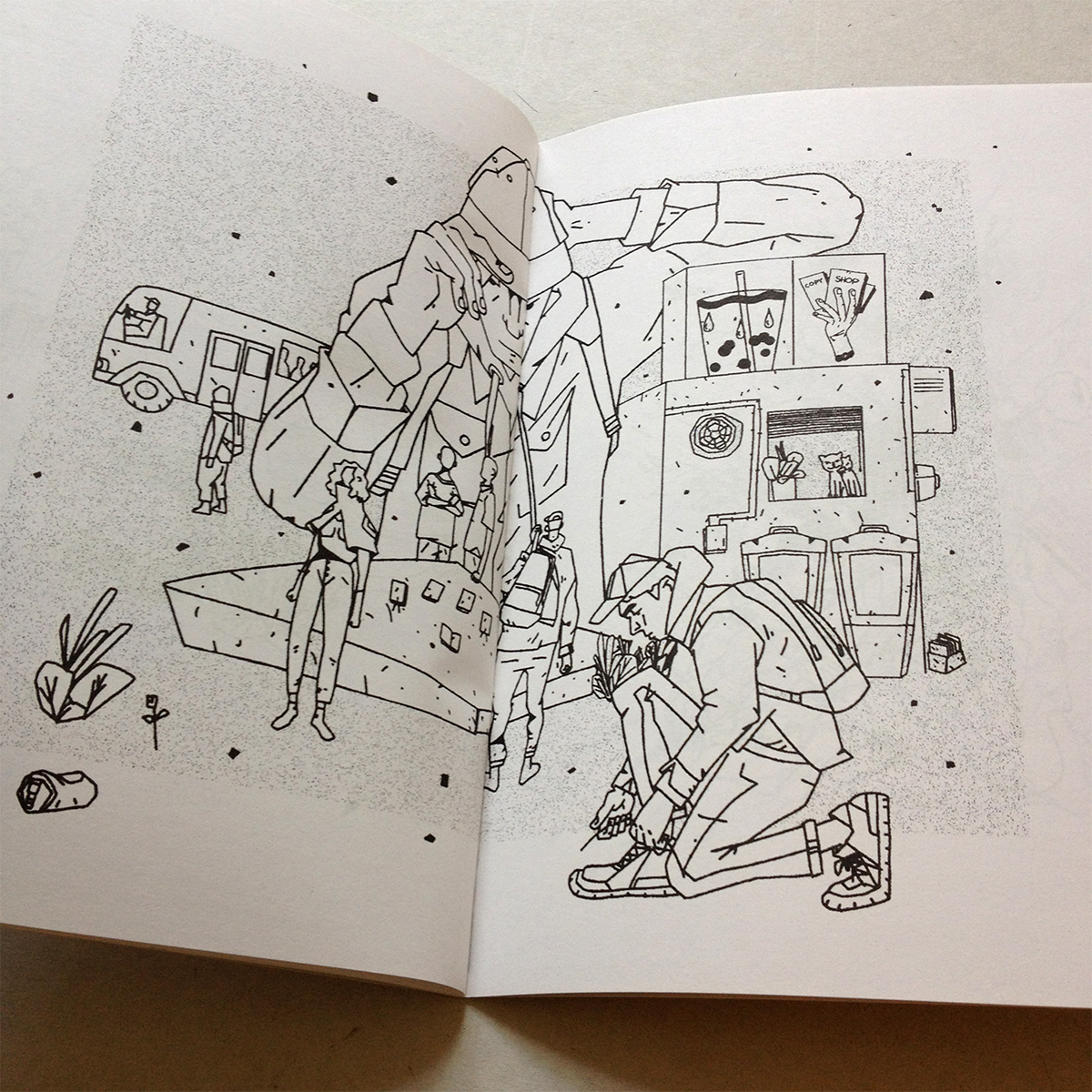 Zine  Booklet risograph bw adelaide berlin NY Collaboration line drawing ILLUSTRATION 