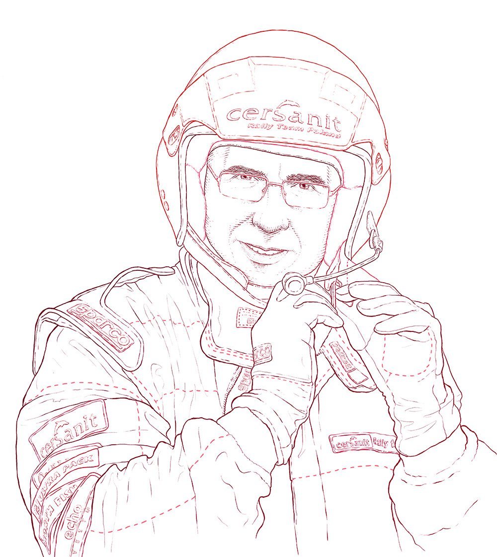 Solowow rally driver car Helmet portrait
