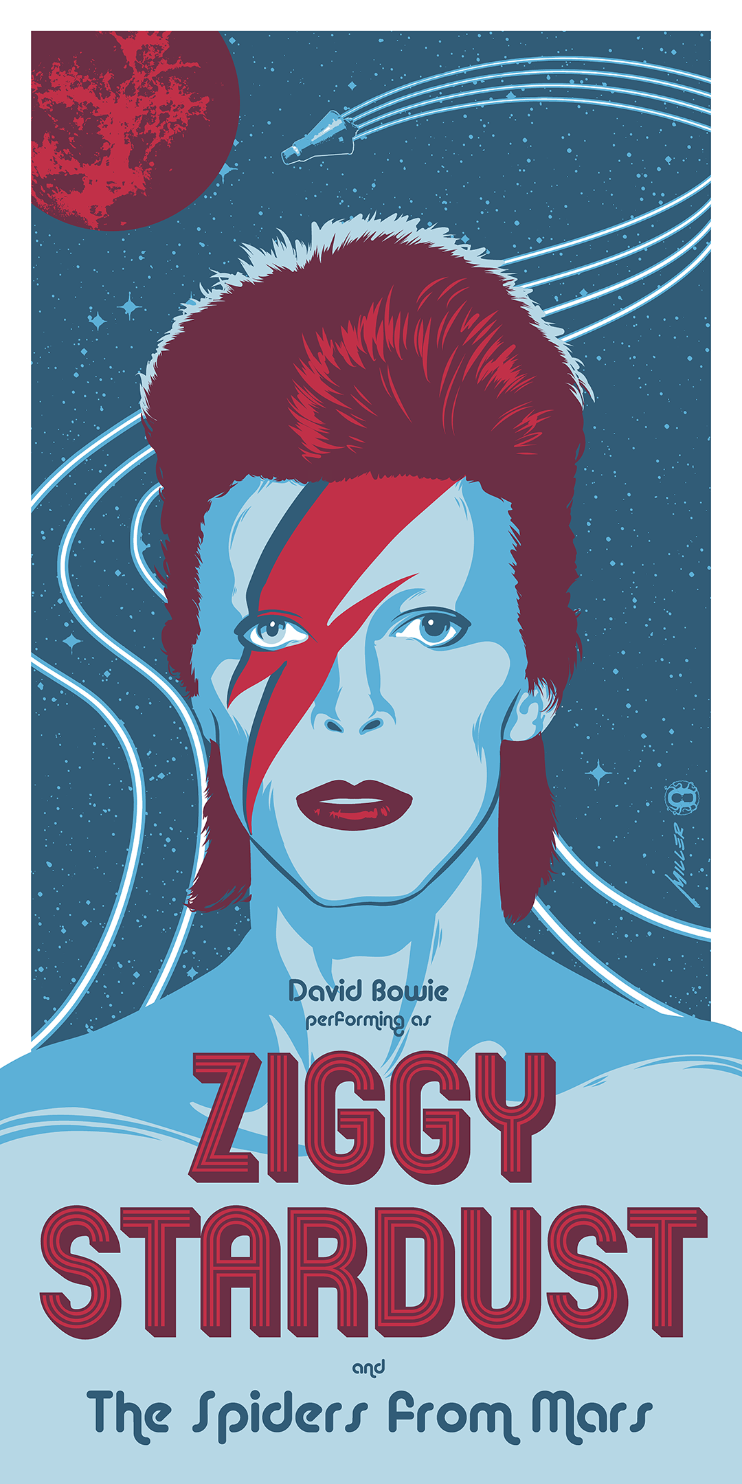 1970s david bowie editorial glam rock magazine portrait Poster Design typography   Ziggy Stardust