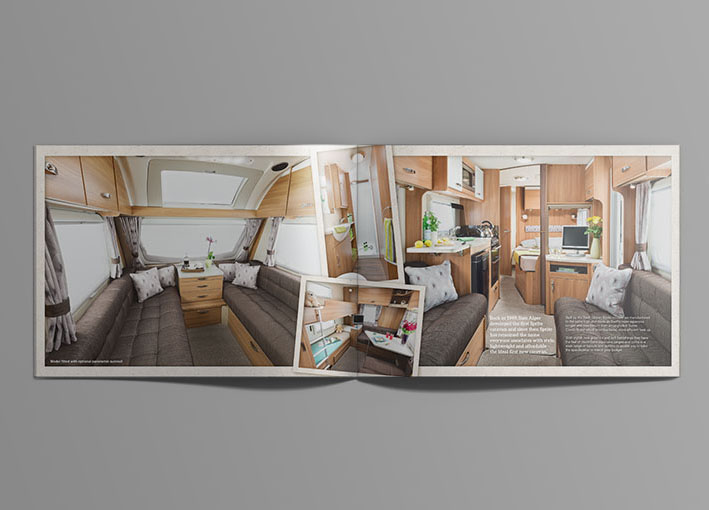 Adobe Portfolio brochure design A4 landscape Caravan Brochure