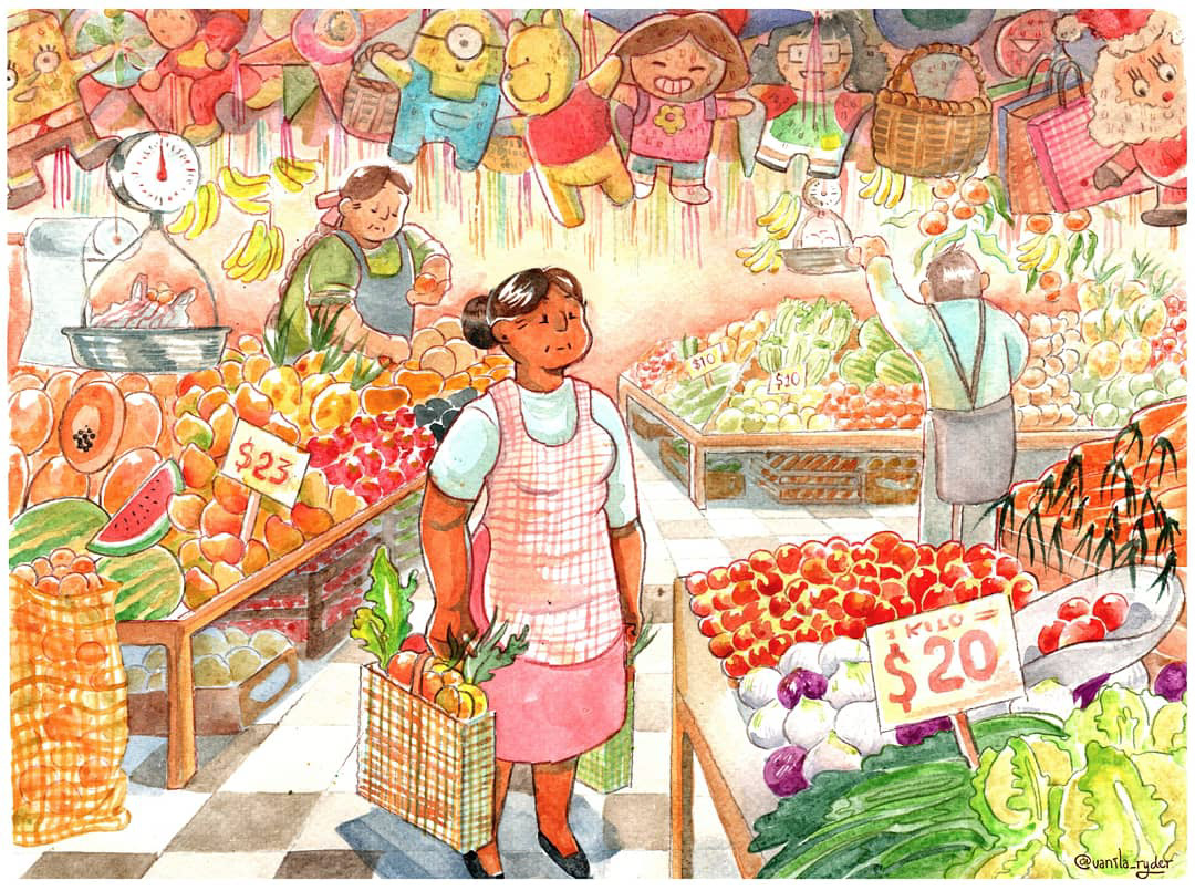 cultura mexicana cultura tradicional ilustradores mexicanos mercado mexicano mexico acuarela ilustracion