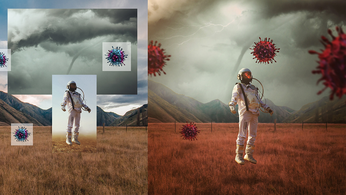 astronaut butterflies Digital Art  grass mdmz Outdoor pandemic photomanipulation SKY virus