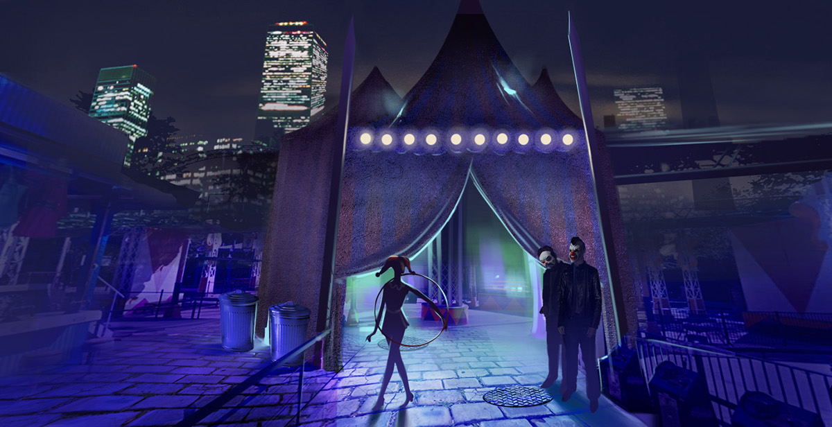 joker themepark Theme Park Fright Night FrightNight Six Flags concept art concept design gotham