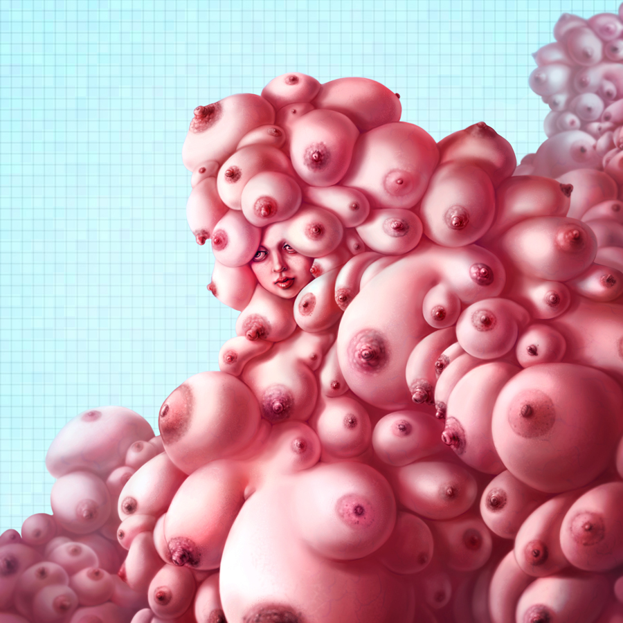 ILLUSTRATION  painting   digital Drawing  figure spheres pink portrait close-ups anatomy