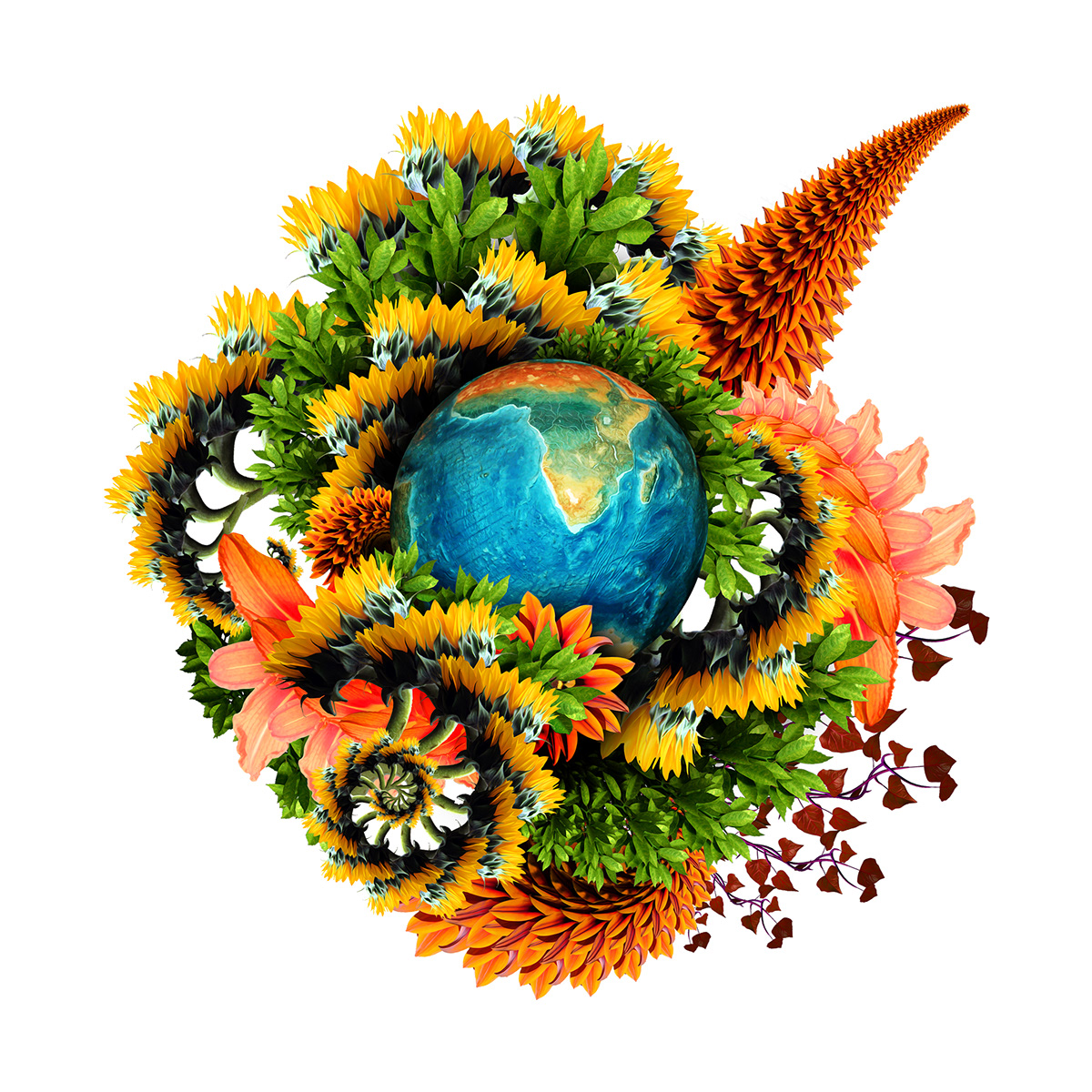 art collage design digitalart earth flower Global Sun warming