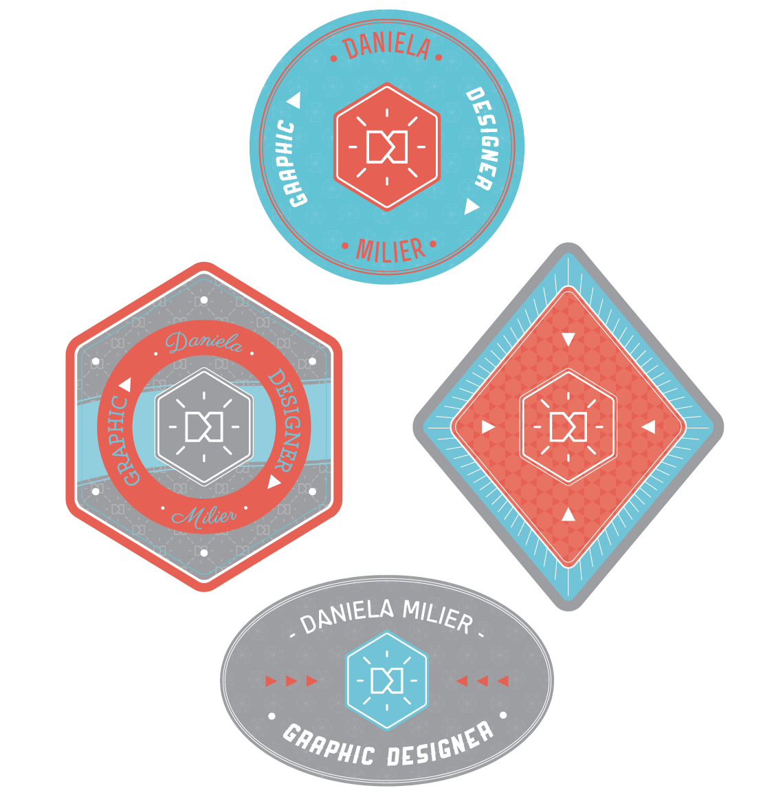 brand self personal identity logo poster Badges Retro fresh modern hexagon promo Resume pattern monogram