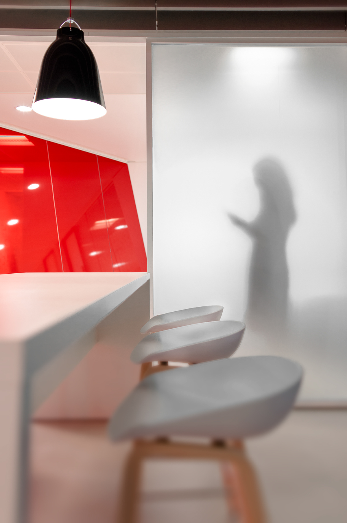interiors Office workplace Vitra EAMES wall red colour bright finance asset management