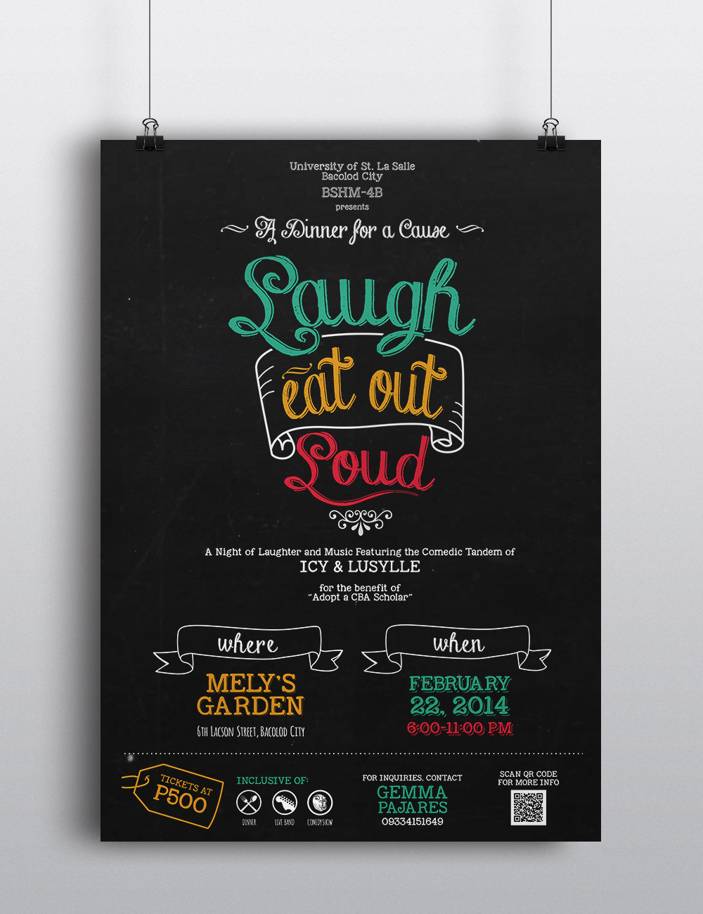 chalk poster ticket Event dinner typo Chalkboard for a cause art design graphics print ads