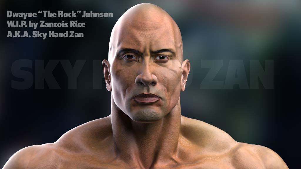 photoshop 3ds max Mudbox  animation 3D  MODEL The Rock Dwayne Johnson