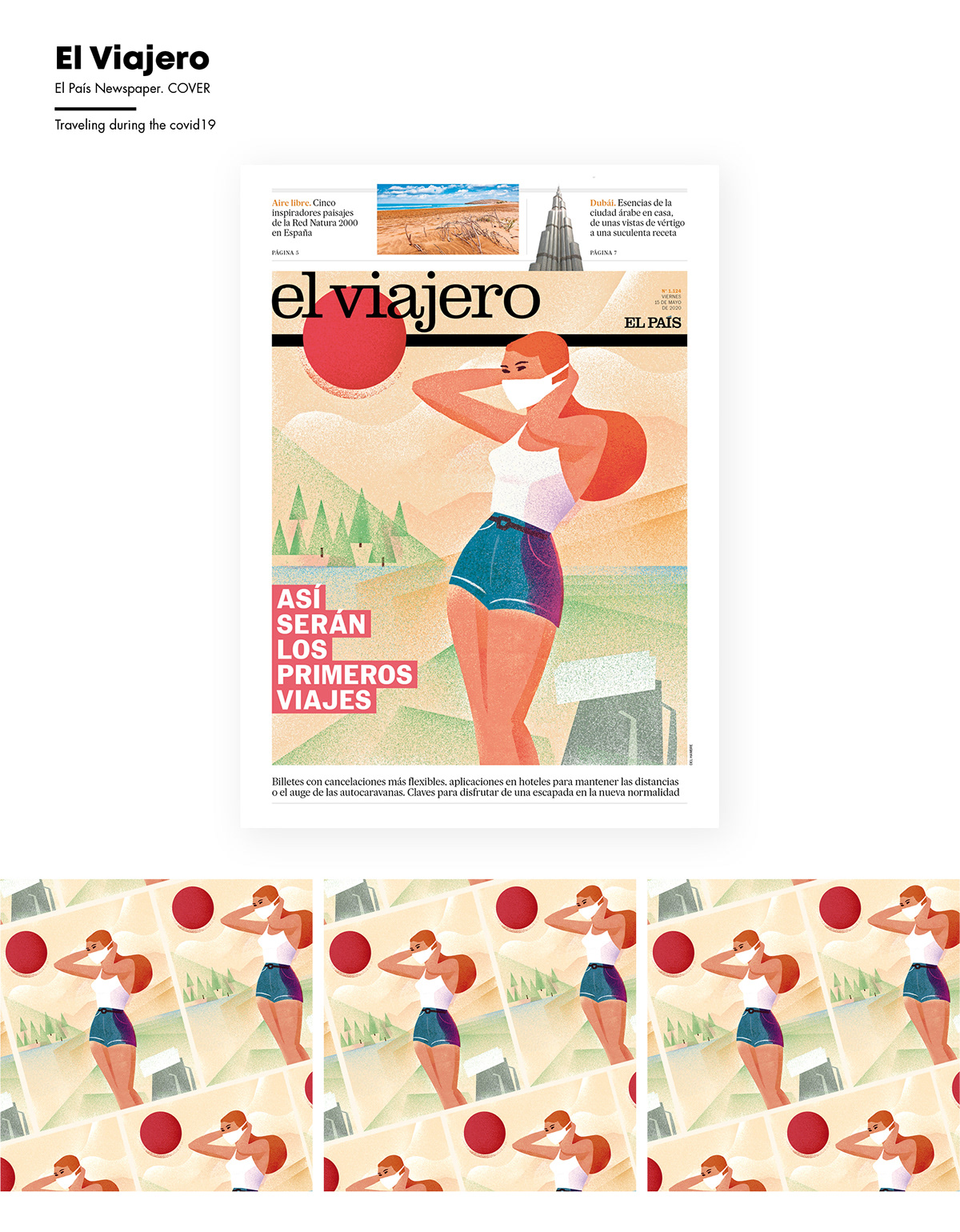 cover editorial ilustracion newspaper poster Travel trip viajar woman