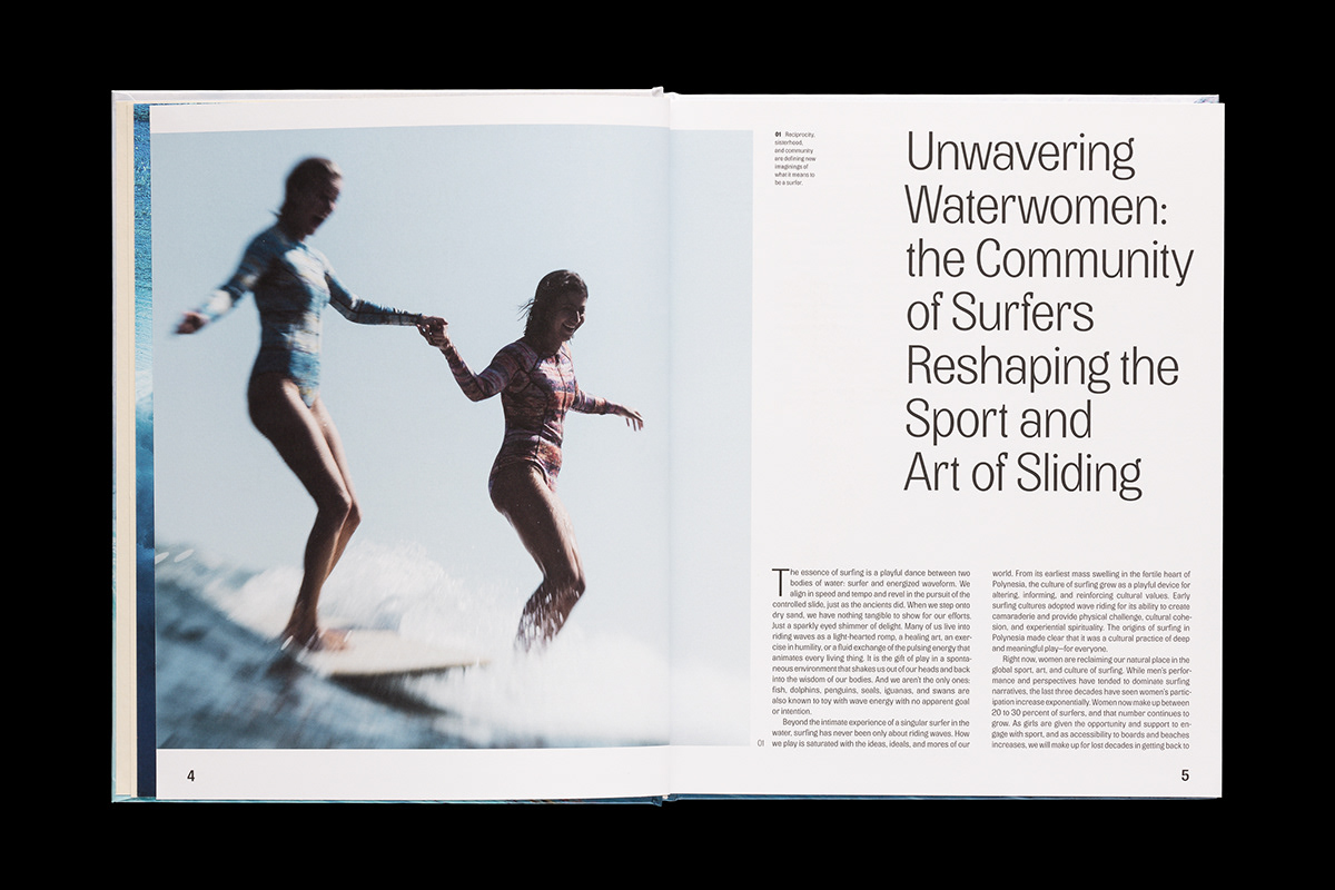 blue book editorial editorial design  Layout Ocean sport surfing typography   woman