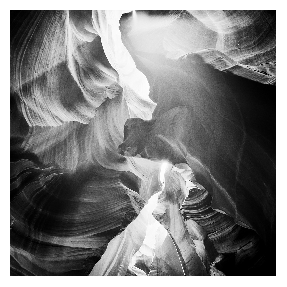 Gerald Berghammer | Black and White Photography – Antelope Canyon abstract rock formation Page USA