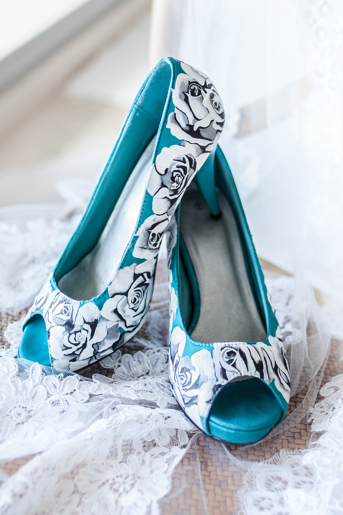 blue shoes bridal shoes evening shoes Roses painted shoes unique shoes EVENING WEAR