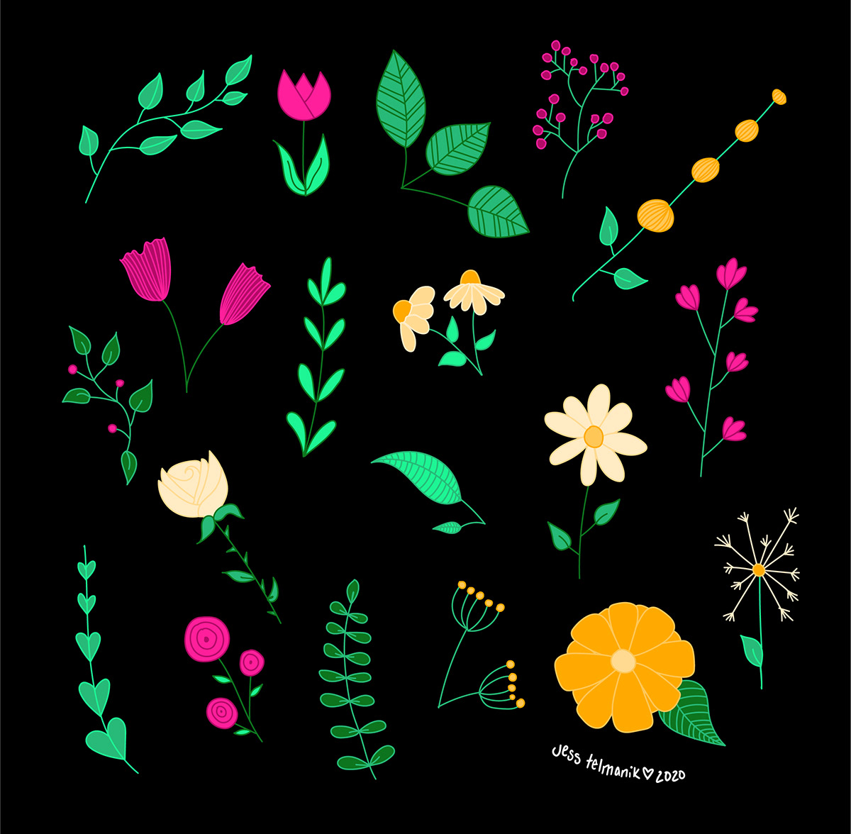 design flower Icon ILLUSTRATION  illustrator on ipad leaves Nature pattern