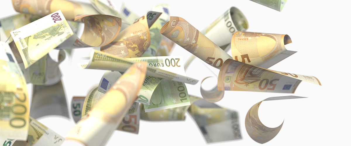 3D animation  Banknote cash euro rendering