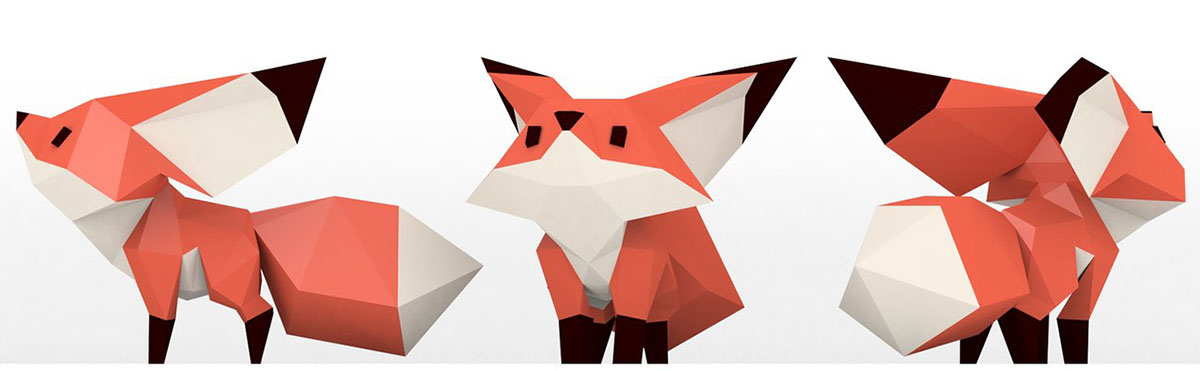 game 3D unity Spine2d FOX little fox modeling comics Low Poly geometric