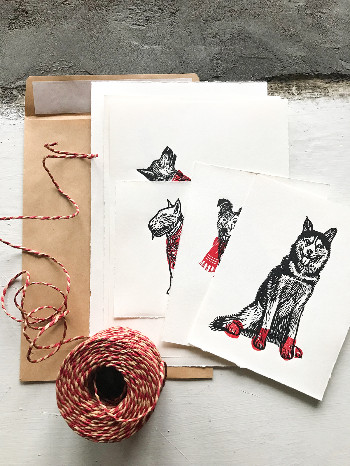 linocut Linoprint гравюра линогравюра artwork new year dog weimaraner husky beagle