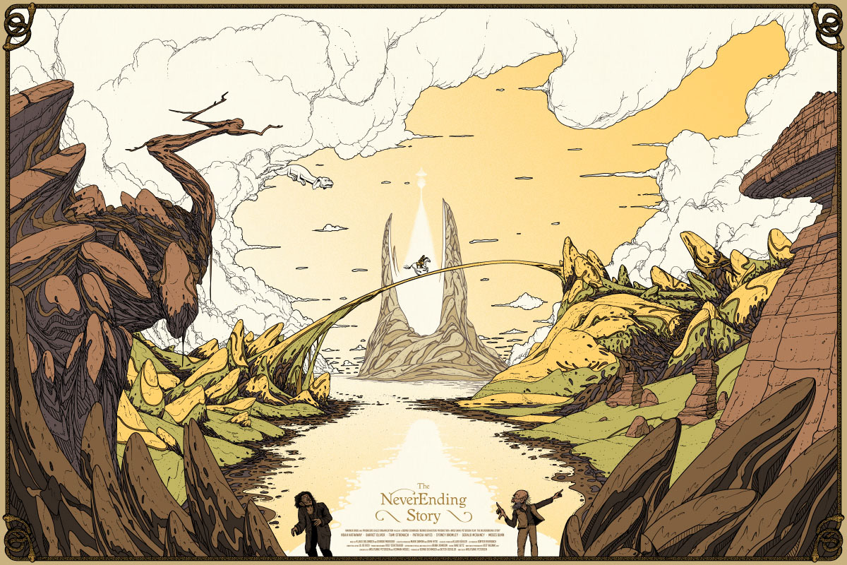 neverending moebius fantasy sci-fi clouds mountains Landscape dwarf river Castle