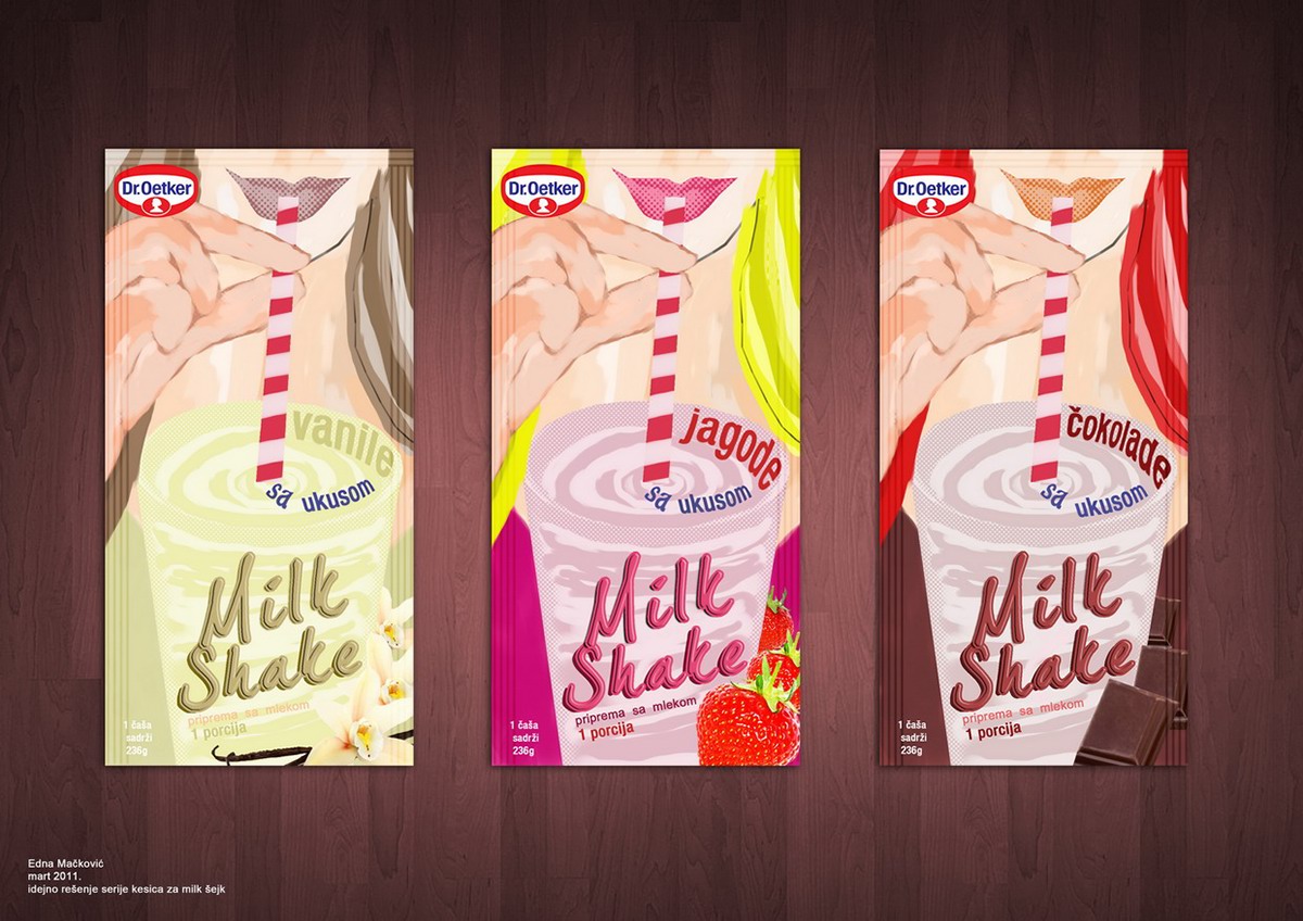 graphic design  Food  Food Packaging milk shake dr. oetker