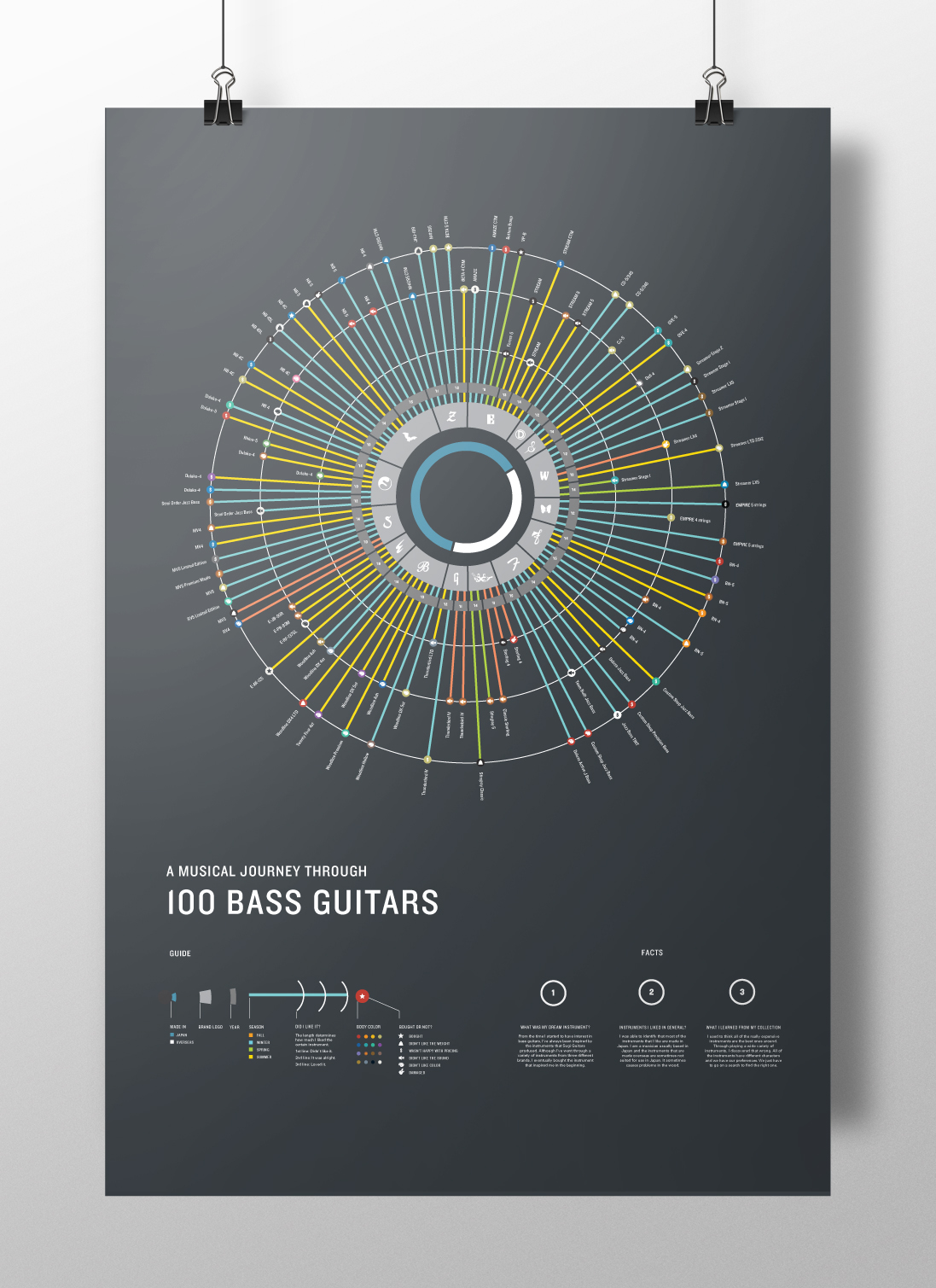 bass Bass Guitars guitars infographic poster instrument 100 THINGS Collection journey GD2015