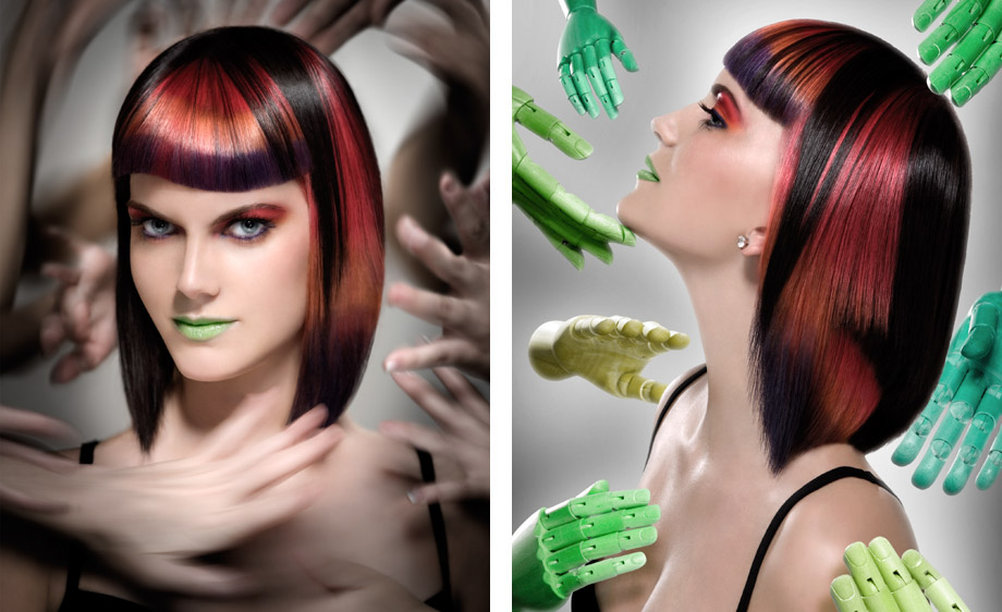 hair styling  hairdressing Image manipulation fantasy colours water hands Love childhood time green red pink
