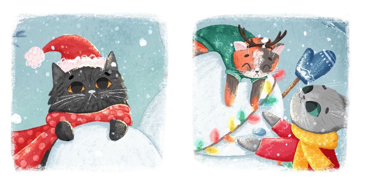 Character design  children illustration Christmas christmas Tree Digital Art  Holiday new year postcard snow winter