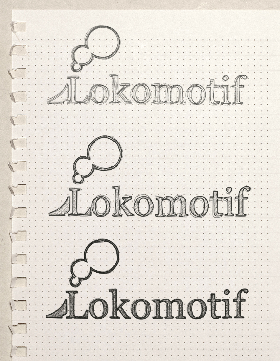 Lokomotig agency logo corporate business grey sketch Mockup 3D presentation design wall paper Logotype emblem