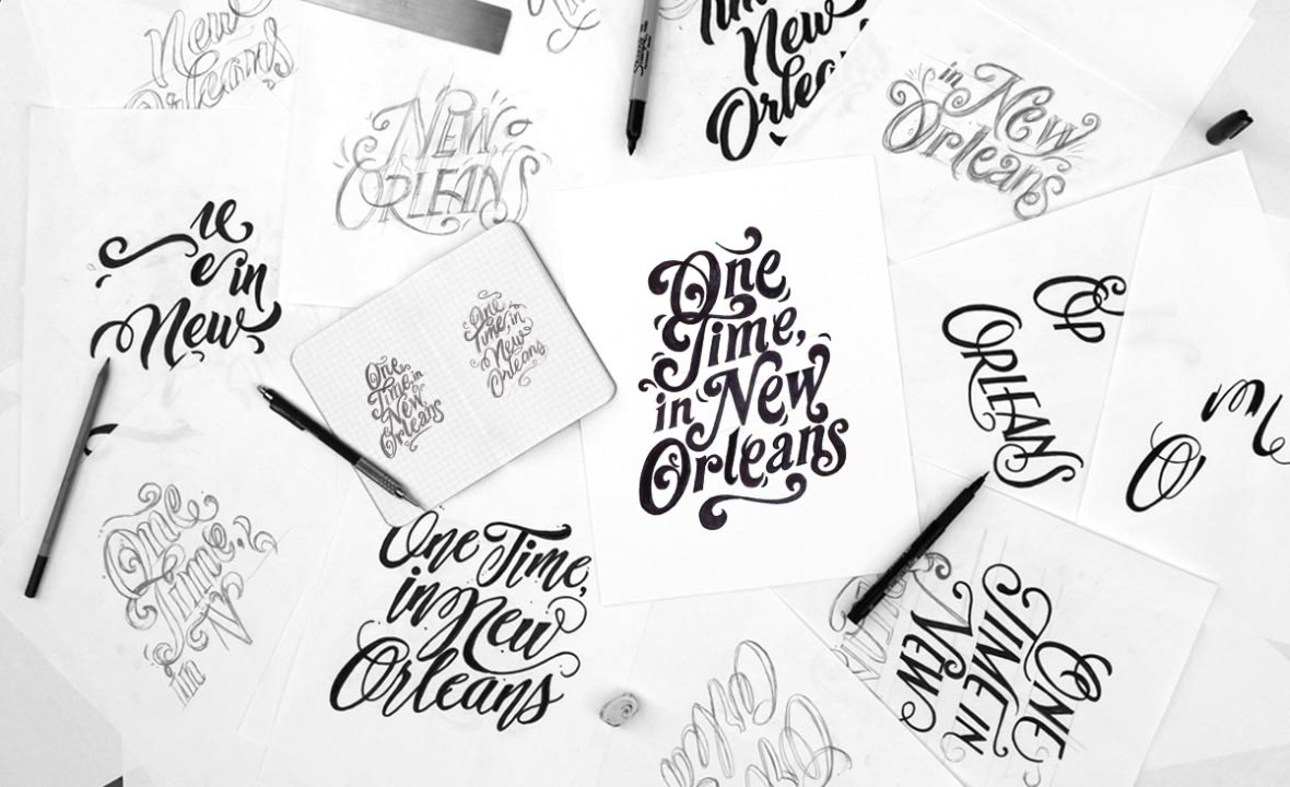 lettering branding  new orleans city logo type hand Calligraphy   design